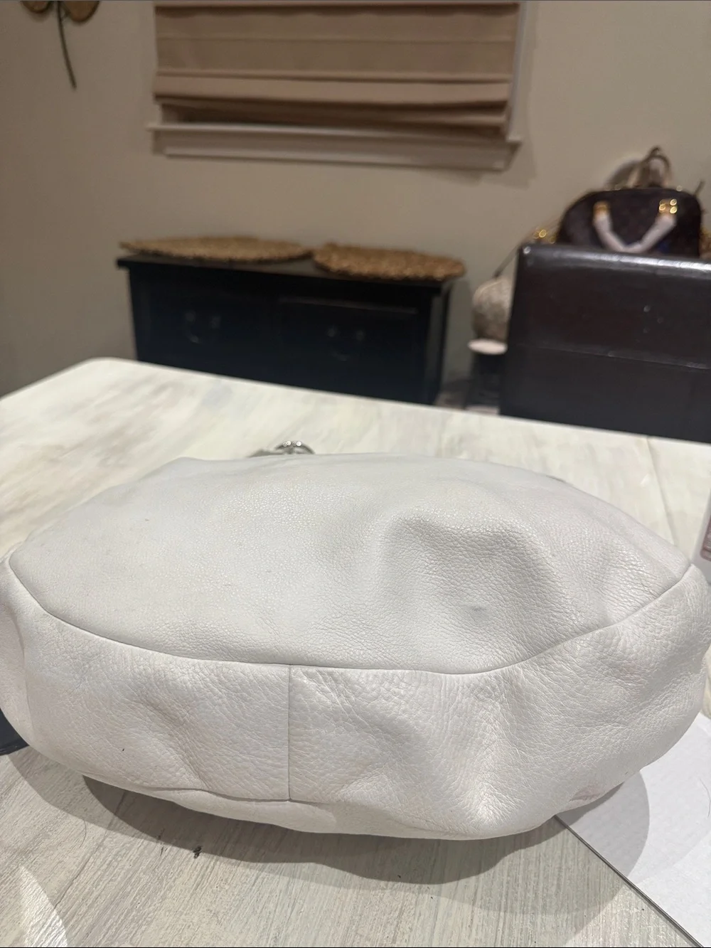 Coach Ali White Pebble Leather Hobo Shoulder Bag